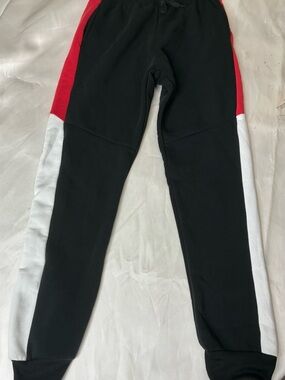 Men's Black Red and White Colorblock Jogger Pants